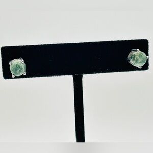 Seraphinite Stud Earrings; 925 Sterling Silver